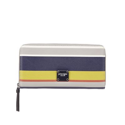 Multi-colour stripe print zip-around wallet